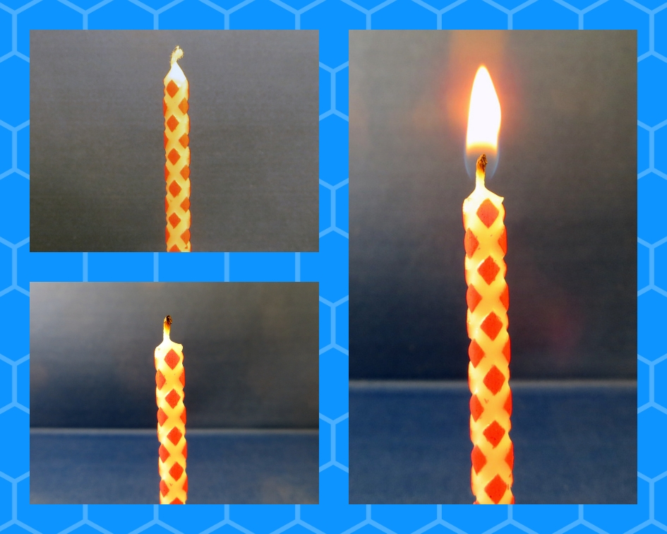 Three birthday cake candles.