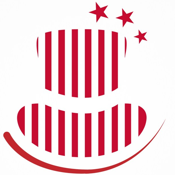 Graphic of a top hat in red and white stripes. It matches the favicon and other colour branding on this site.