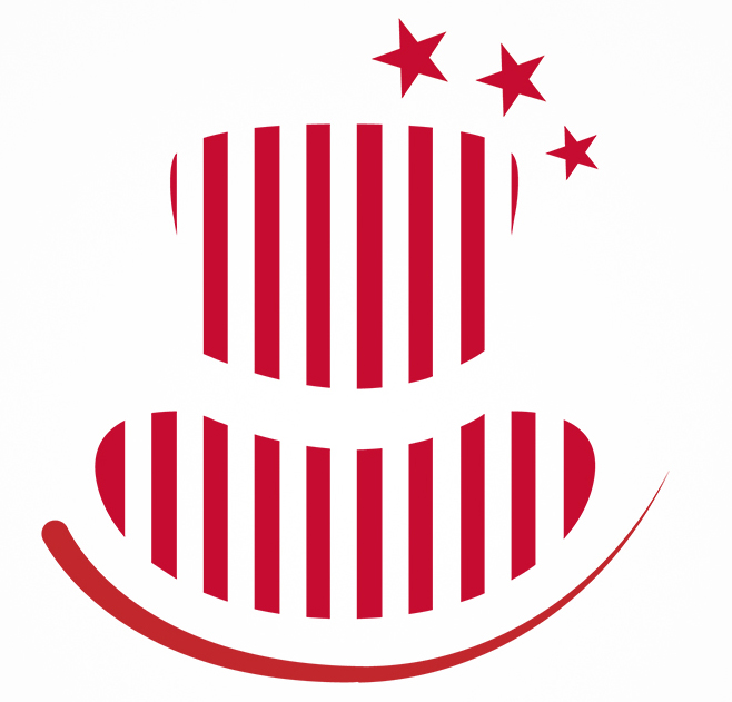 Stylized graphic of a top hat in red and white stripes. It matches the favicon and other colour  branding on this site.