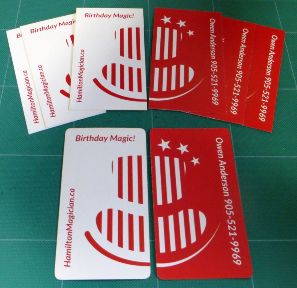 Actual printed front and back of business card.