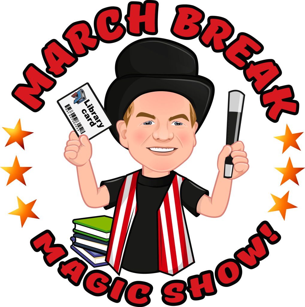 Cartoon graphic of Owen in costume. Text reads March Break Magic Show.