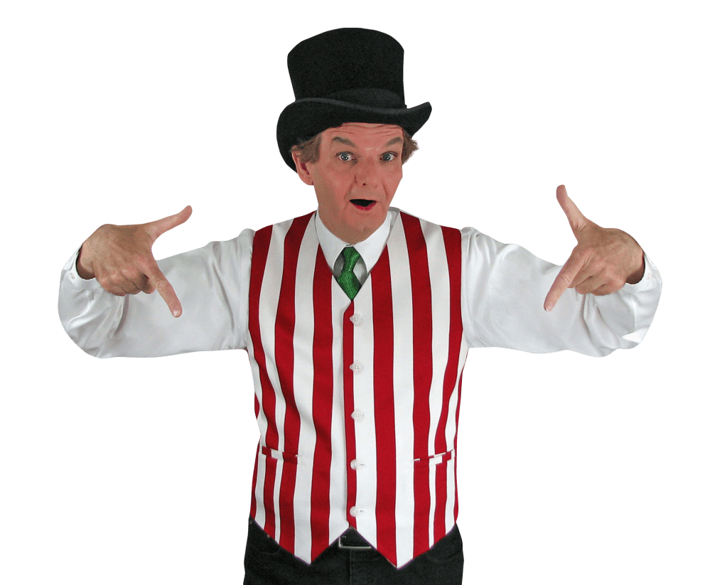 Magician Owen pointing at the spiffy info button.