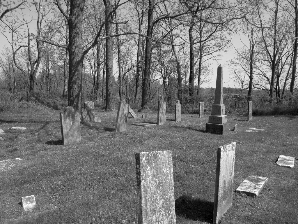 Slightly creepy shot of same gravestones done with black and white filter.