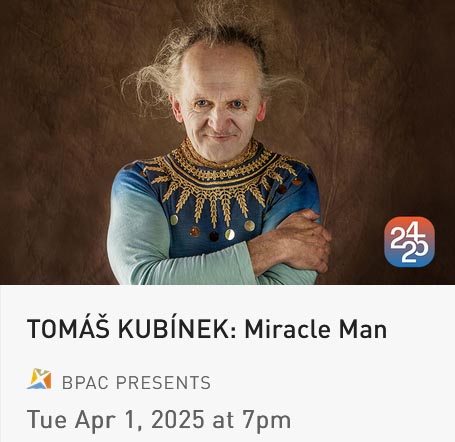 Screen grab of Tomas Kubinek listing details from Burlington Performing Arts Centre website.
