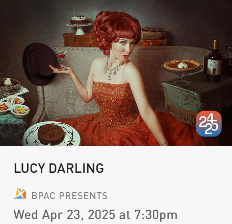 Screen grab of Lucy Darling with listing details from Burlington Peforming Arts Centre website.