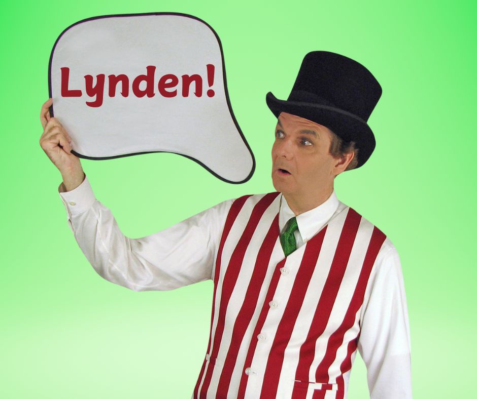 Magician Owen looking at a thought bubble that reads Lynden.