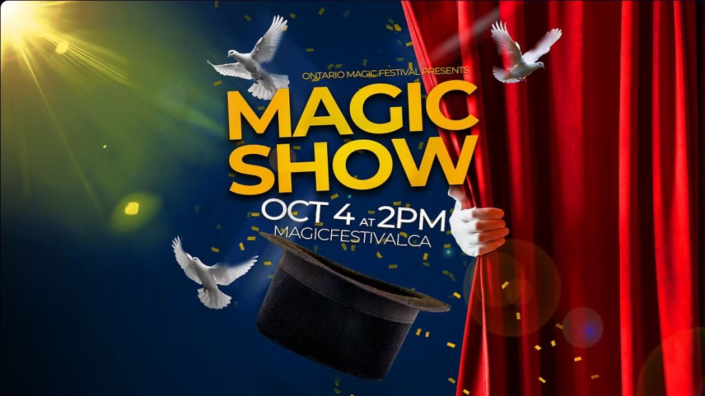 Colourful screen grab of Magic Show info graphic showing basic show info.